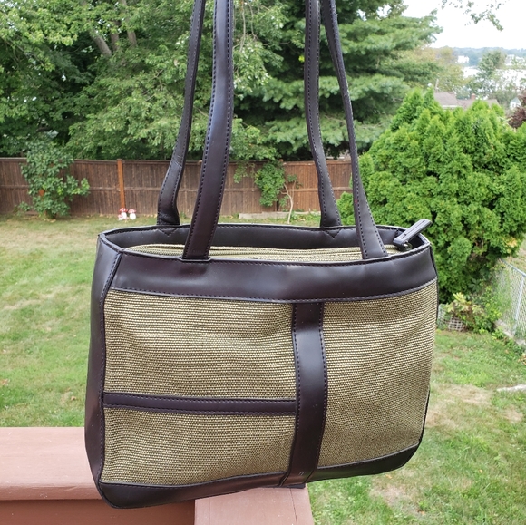 VINTAGE Bag LIZ CLAIBORNE Olive Green Roomy Vegan - Picture 8 of 13